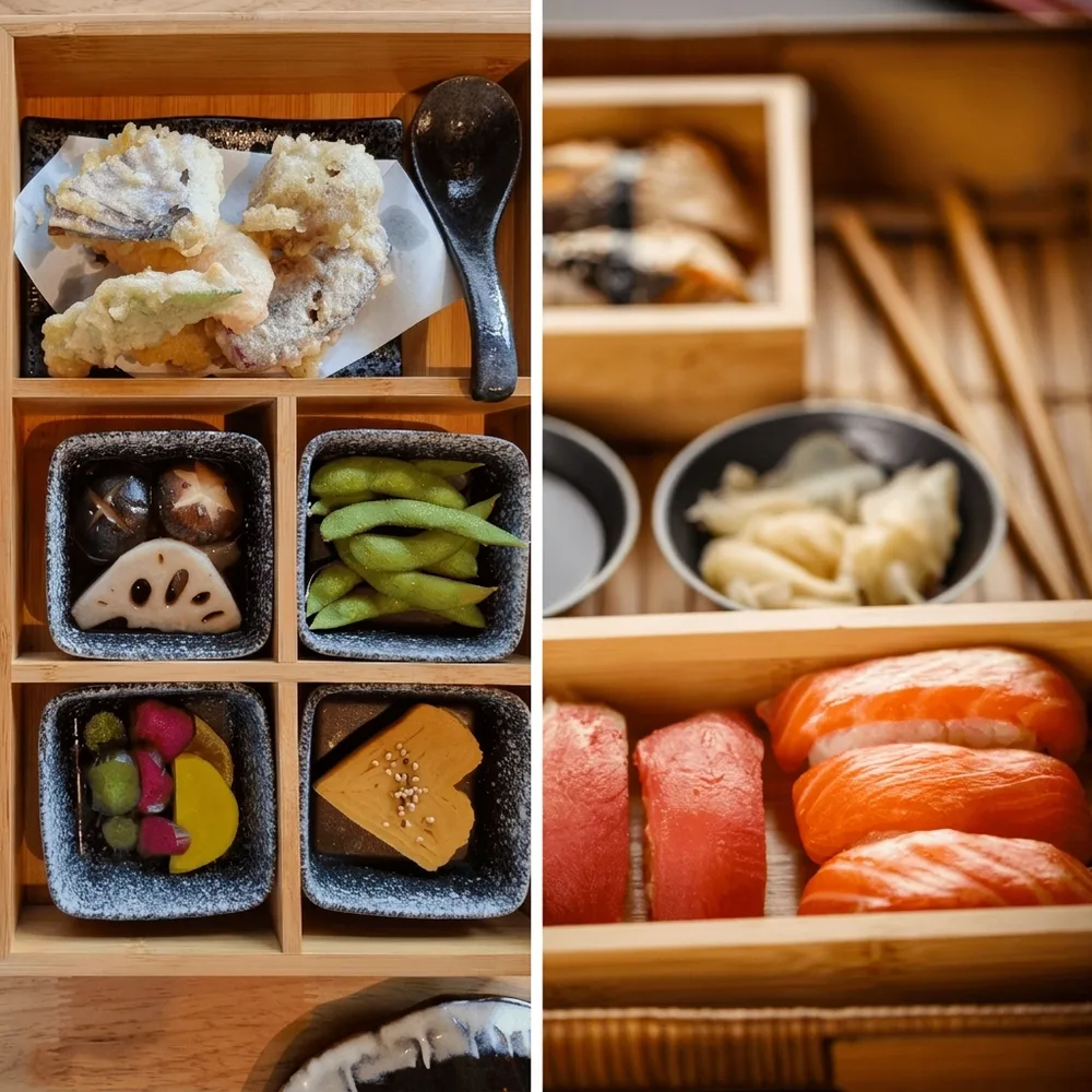 Hokaido Sushi bento box with assorted dishes